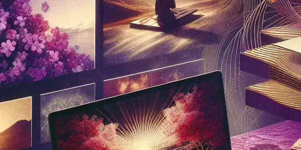 A sleek user interface for an adult video streaming platform in a dimly lit, inviting room.